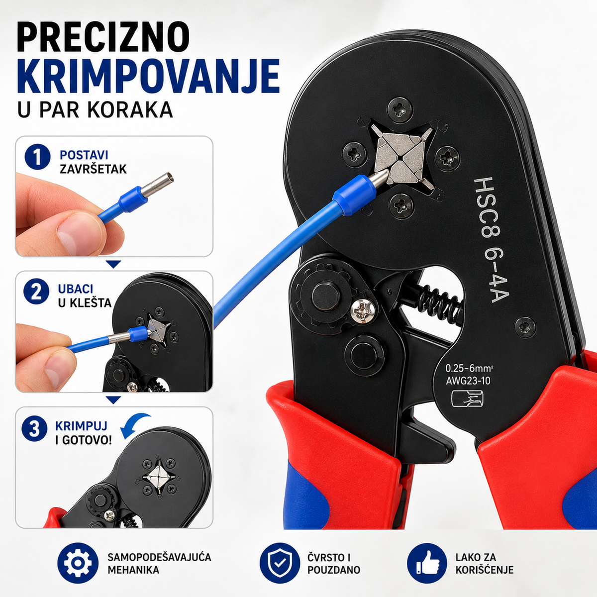 Samopodešavajuća klešta za krimpovanje