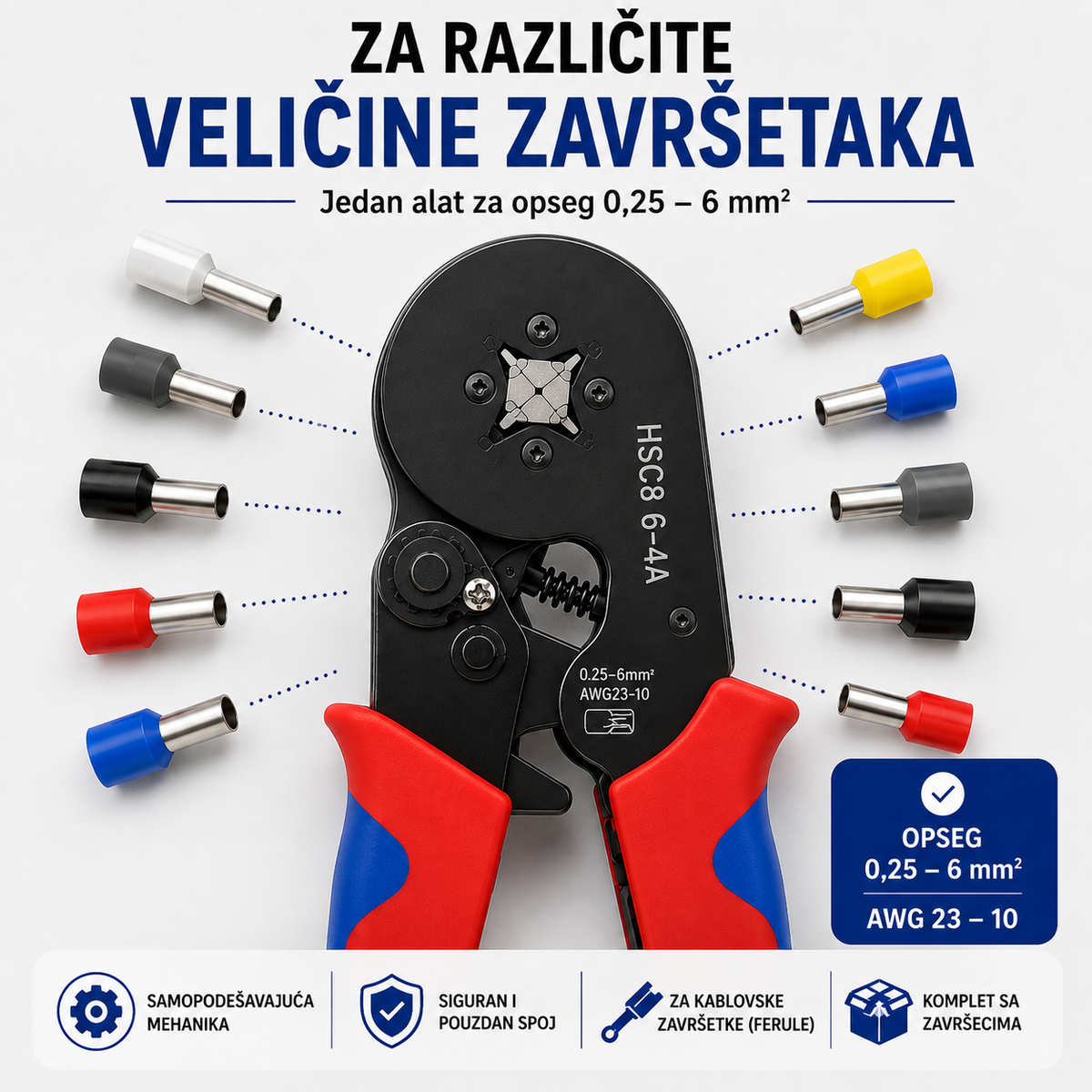 Samopodešavajuća klešta za krimpovanje