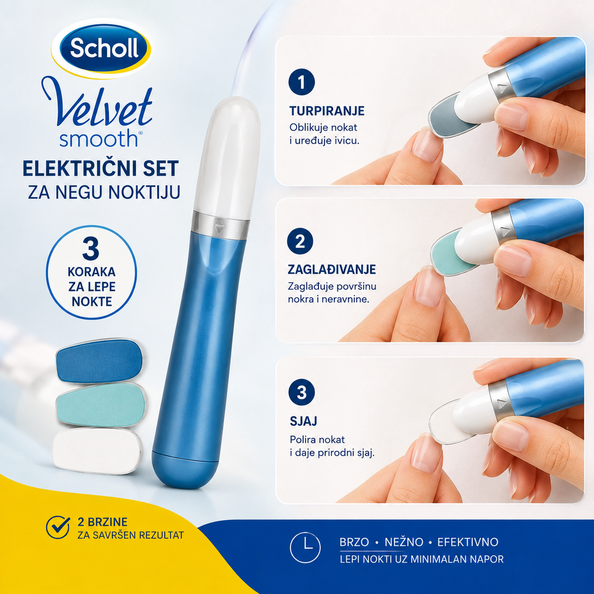 Scholl 3u1 električni set za nokte