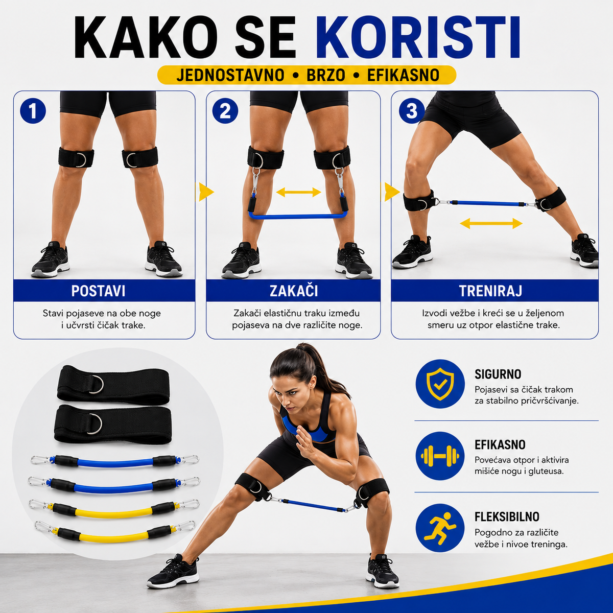 Set elastičnih traka za trening nogu