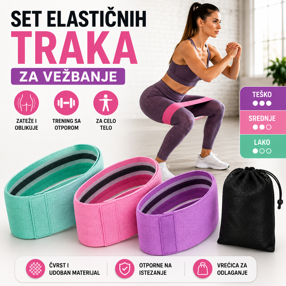 Set elastičnih traka za vežbanje