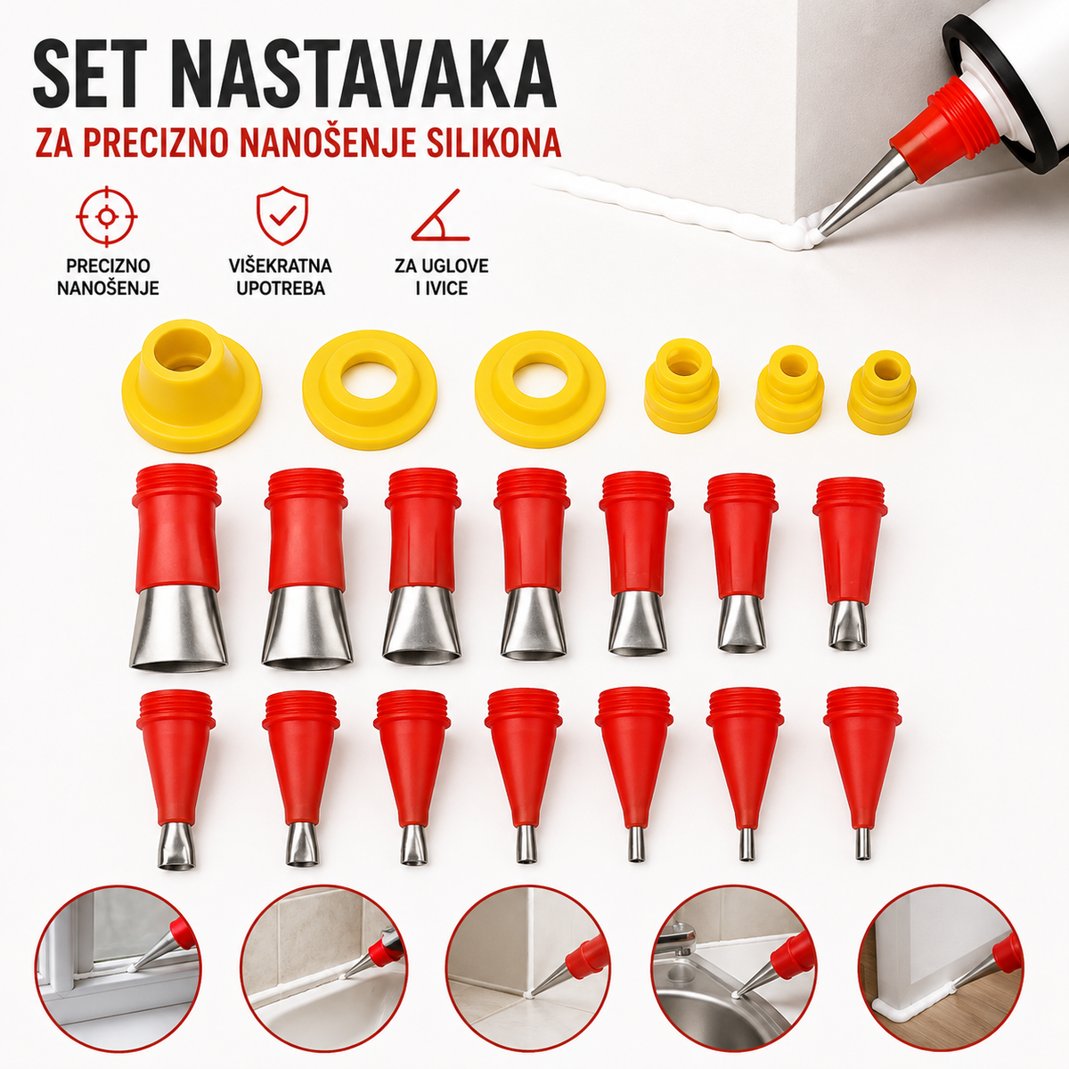Set nastavaka za precizno nanošenje silikona