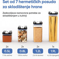 Set od 7 hermetičkih posuda za hranu