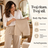 AI ilustracija: žena prikazuje bež Body Hip Pants šorts sa visokim strukom.
