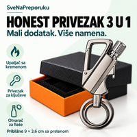 HONEST privezak 3 u 1 – upaljač sa kremenom i otvarač