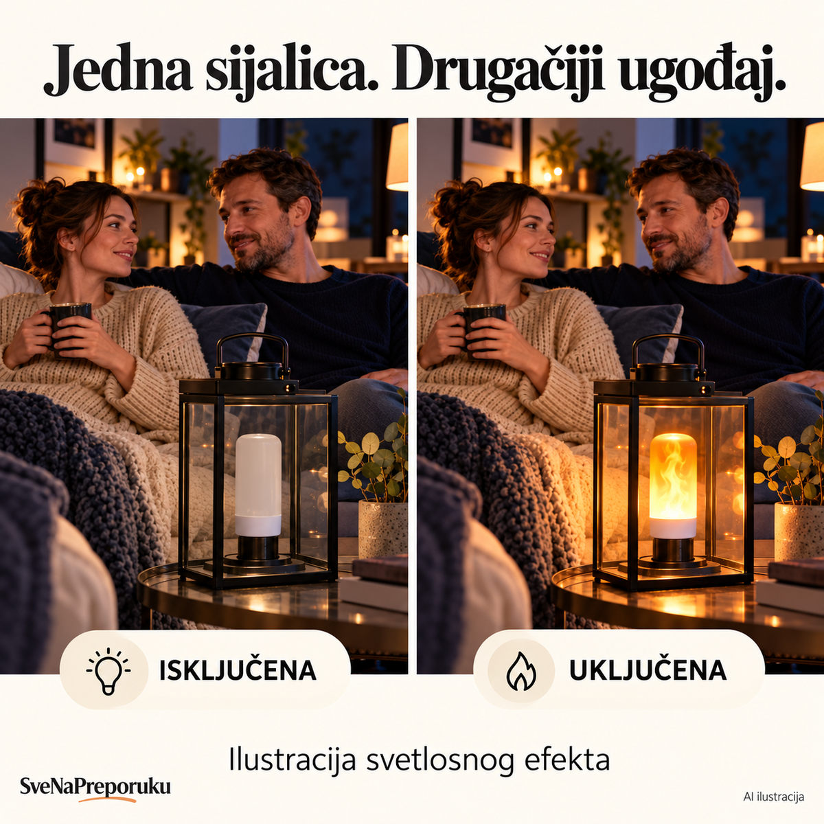 AI ilustracija: Ilustracija sijalice kada je isključena i uključena.