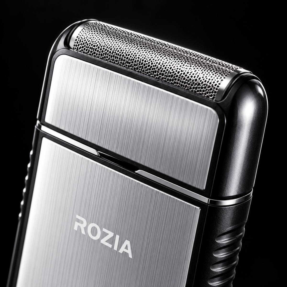 ROZIA — detalj glave za šišanje i brijanje. AI reklamna vizualizacija.