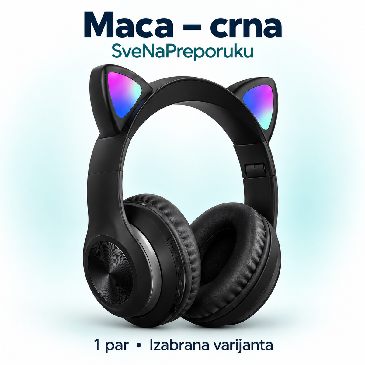 Maca – crna: pojedinačna varijanta crnih slušalica sa mačjim ušima