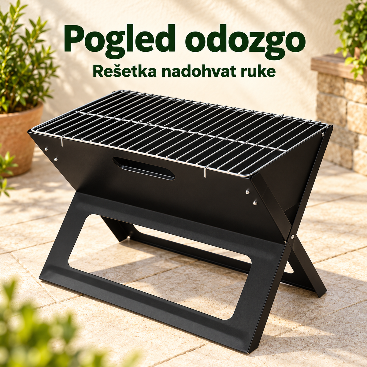 Prenosivi Roštilj + Hvataljka – Pogled odozgo