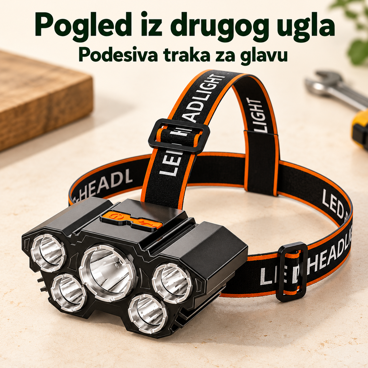 Lampa za glavu sa 5 LED dioda – Pogled iz drugog ugla