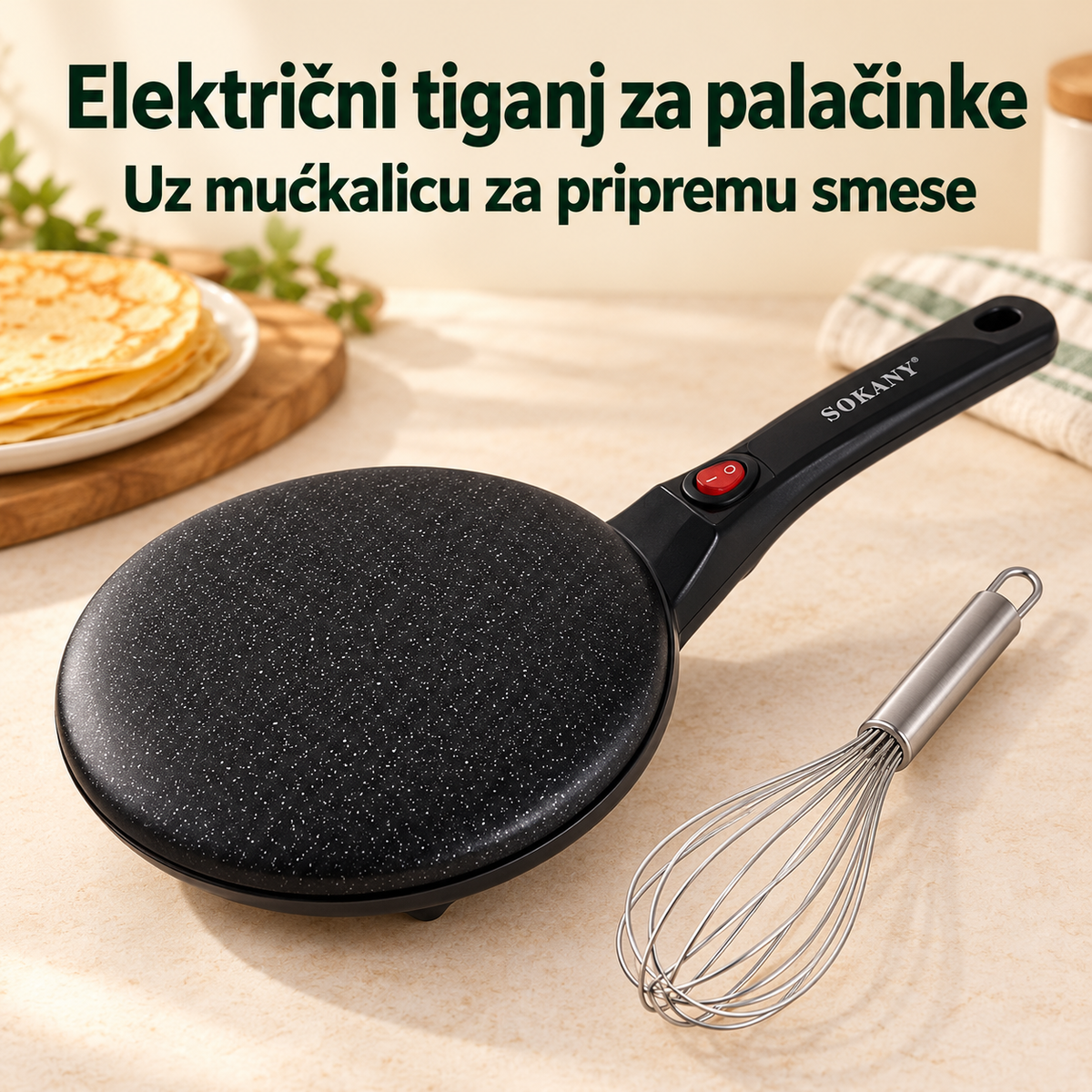 Električni tiganj za palačinke + mućkalica – Električni tiganj za palačinke