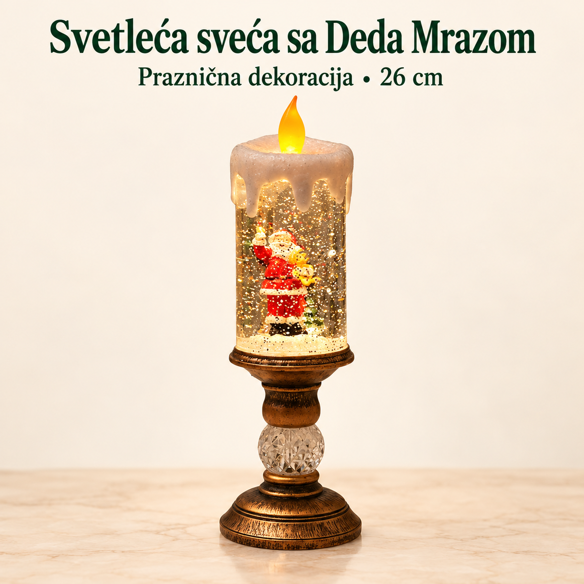 Svetleća sveća sa Deda Mrazom — glavni prikaz