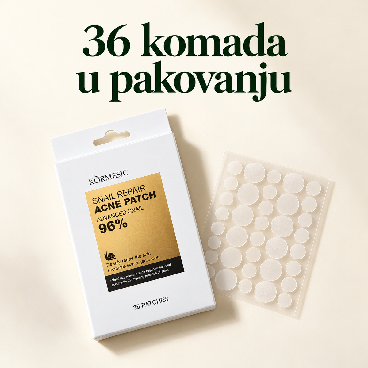 36 komada u pakovanju — KORMESIC Reparativni Flasteri Protiv Akni (36 kom)