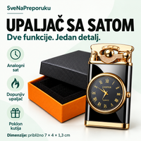 Upaljač sa satom – crno-zlatni, u poklon kutiji