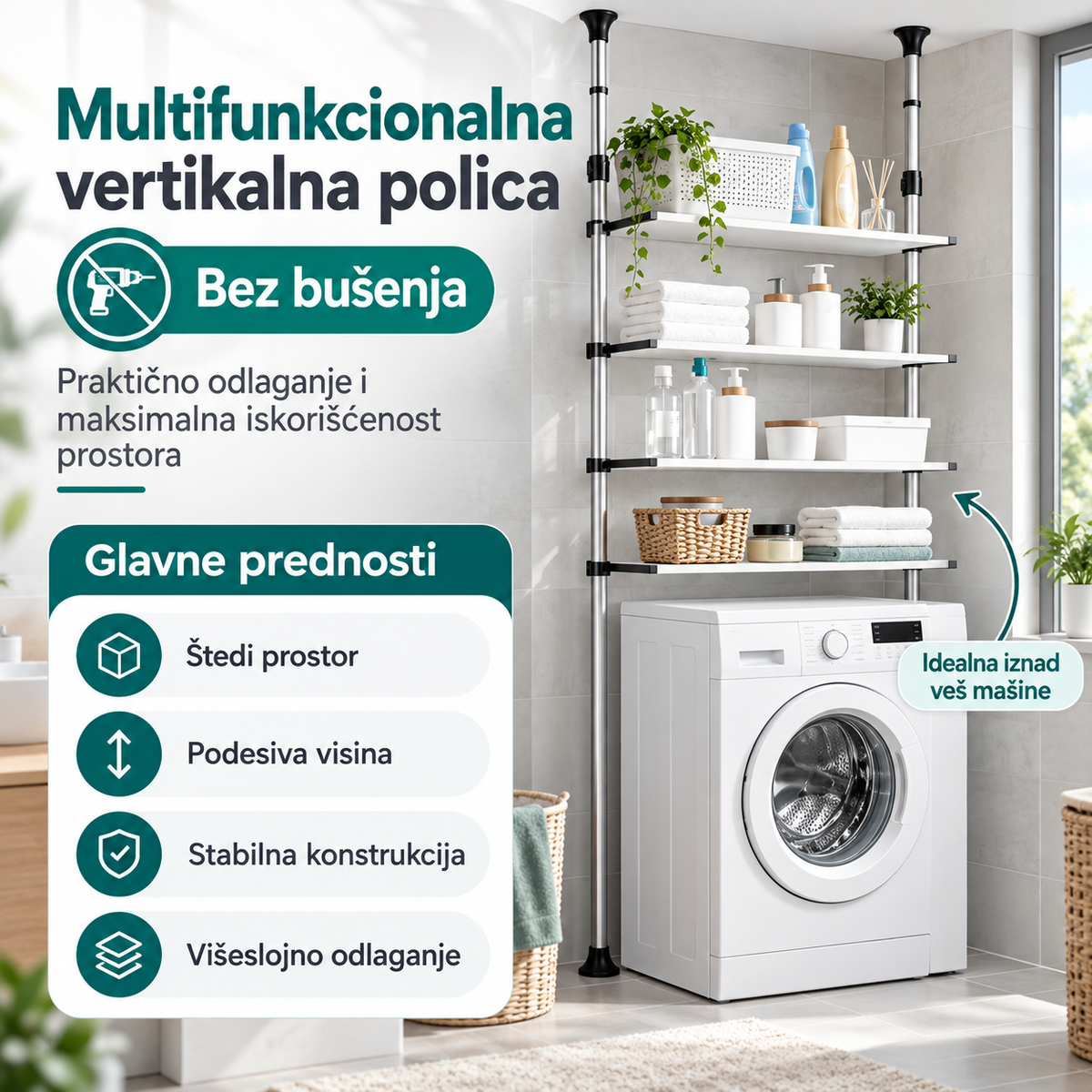 Teleskopska polica za kupatilo