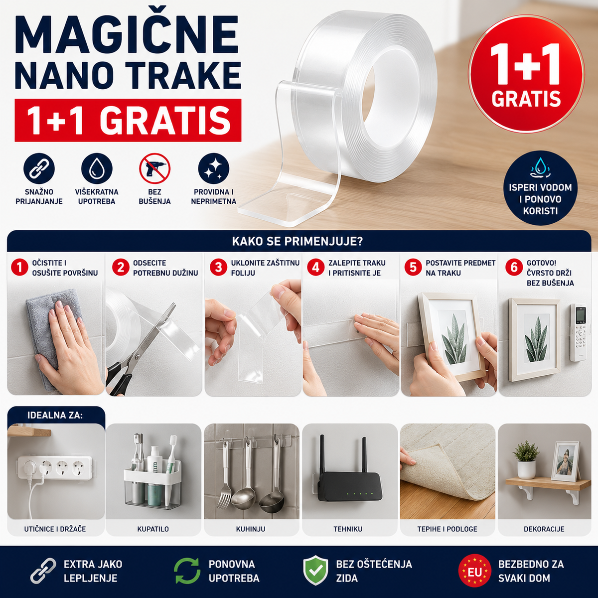 Traka obostrano lepljiva 20mm x 3m