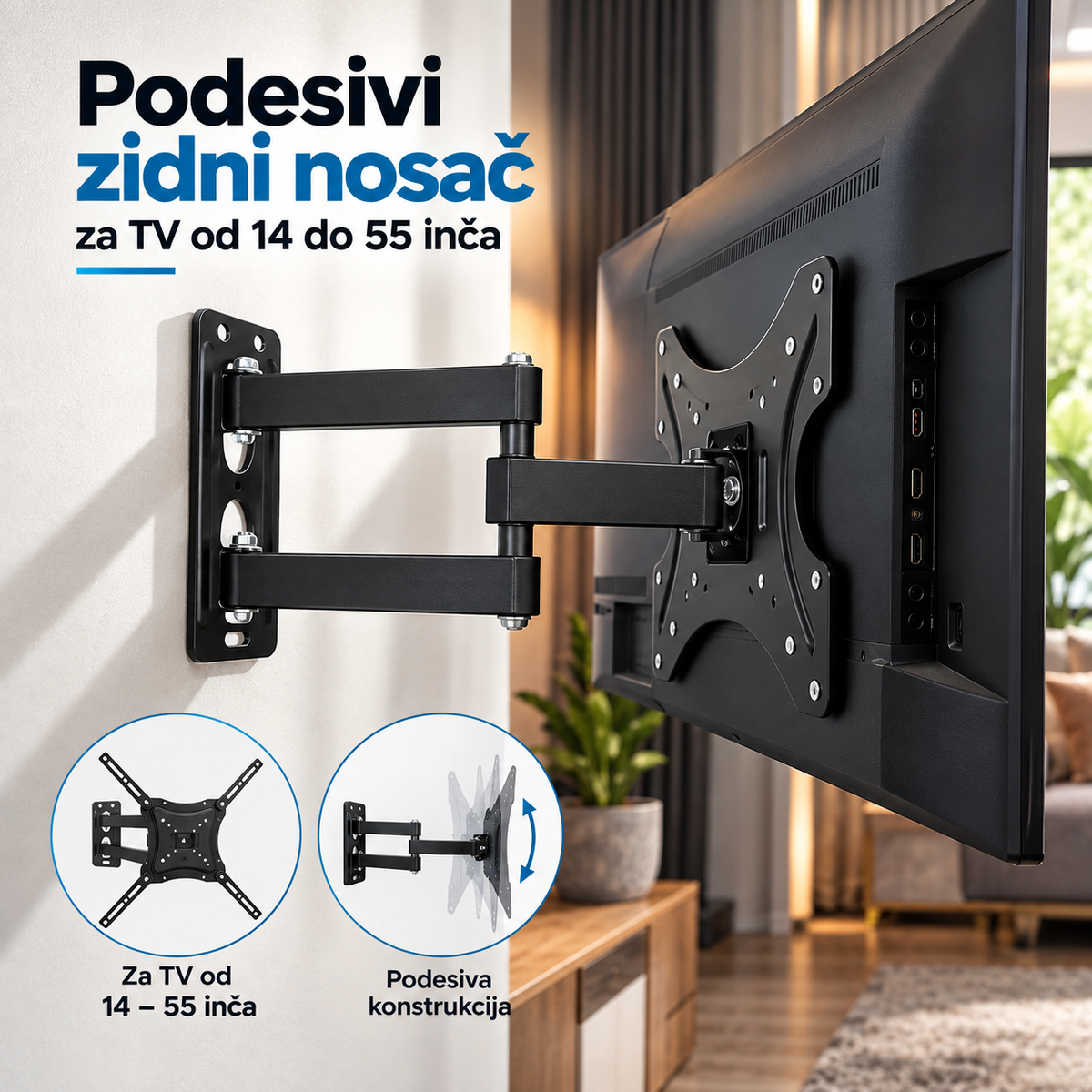 Podesivi Zidni Nosač za TV 14–55