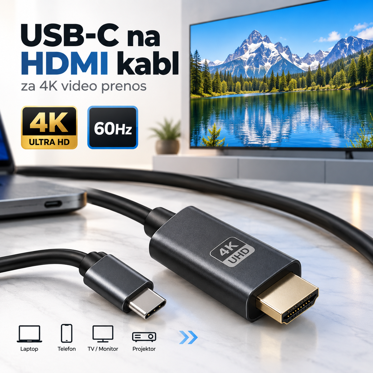 USB-C na HDMI kabl za 4K video prenos