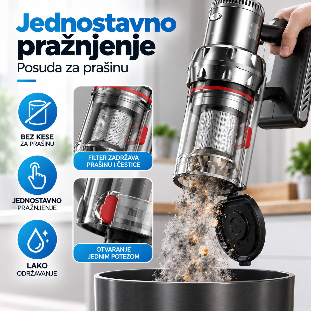 Snažni Štapni Usisivač 2000W sa Posudom za Prašinu