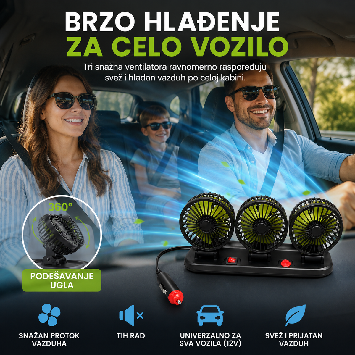Ventilator za Automobil - 3 Ventilatora