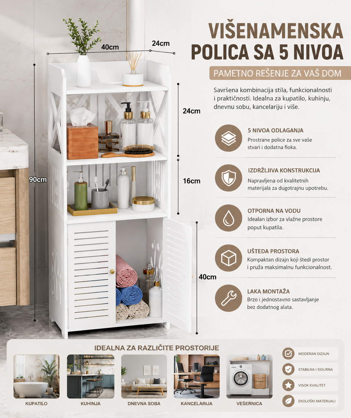 Višenamenska Polica sa 5 Nivoa