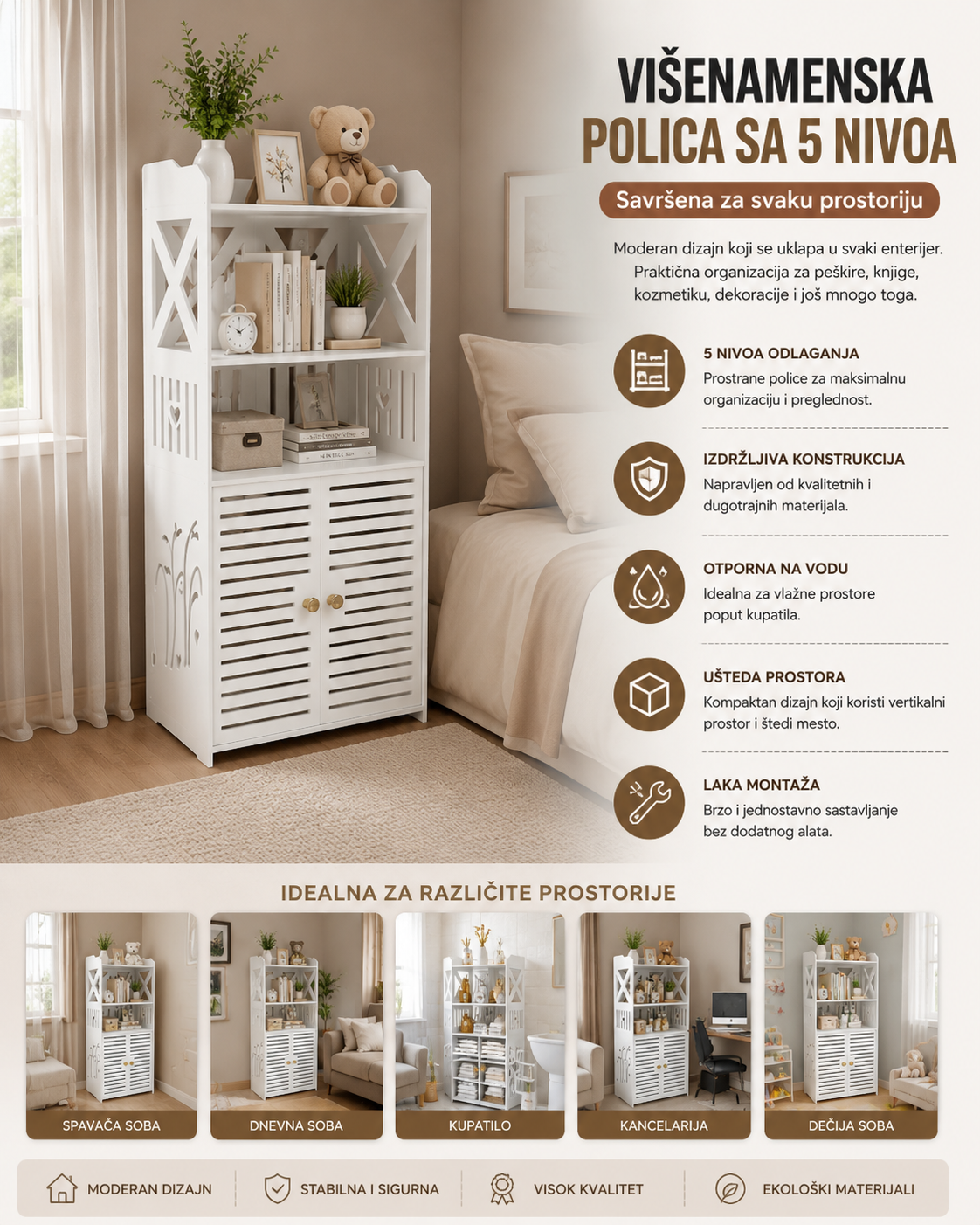 Višenamenska Polica sa 5 Nivoa