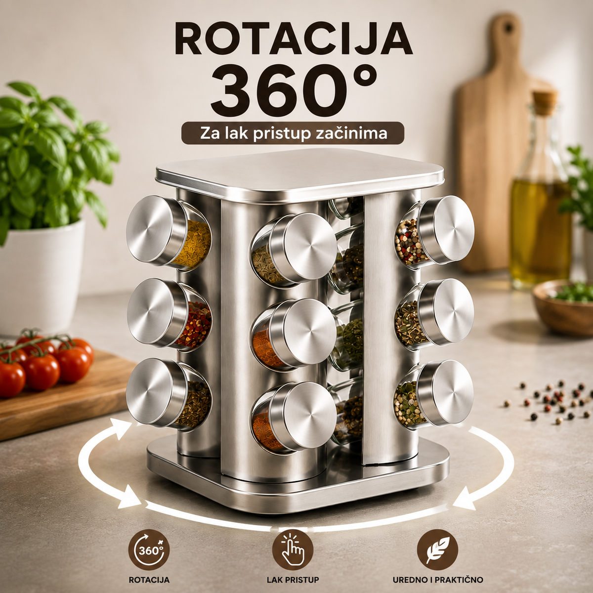 Rotirajući set za začine sa 12 posuda