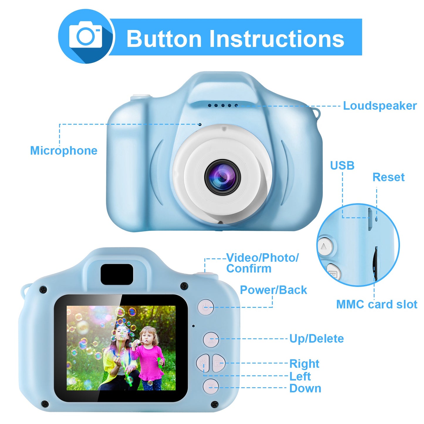 Dečija digitalna kamera/foto aparat plava